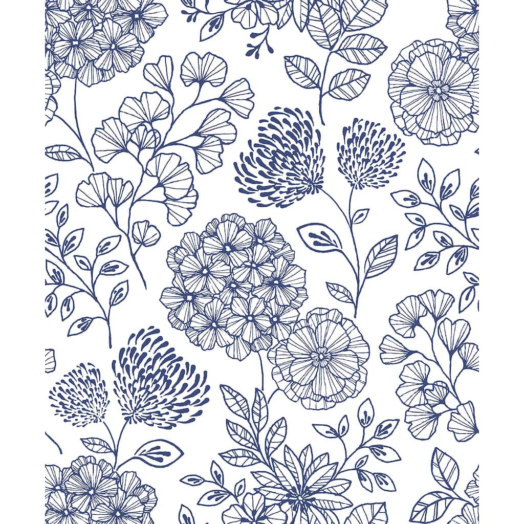 Scott Living Ada Blue Floral Wallpaper