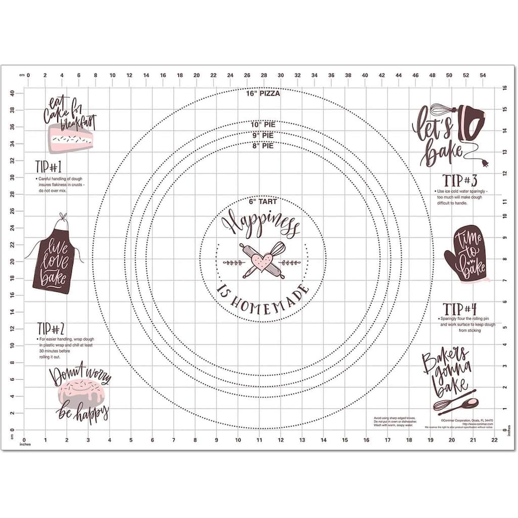 Cut N' Funnel Large Premium Pastry Mat, Non-slip Food Grade Flexible Plastic, 24” x 18” Made in the USA Happiness is Homemade