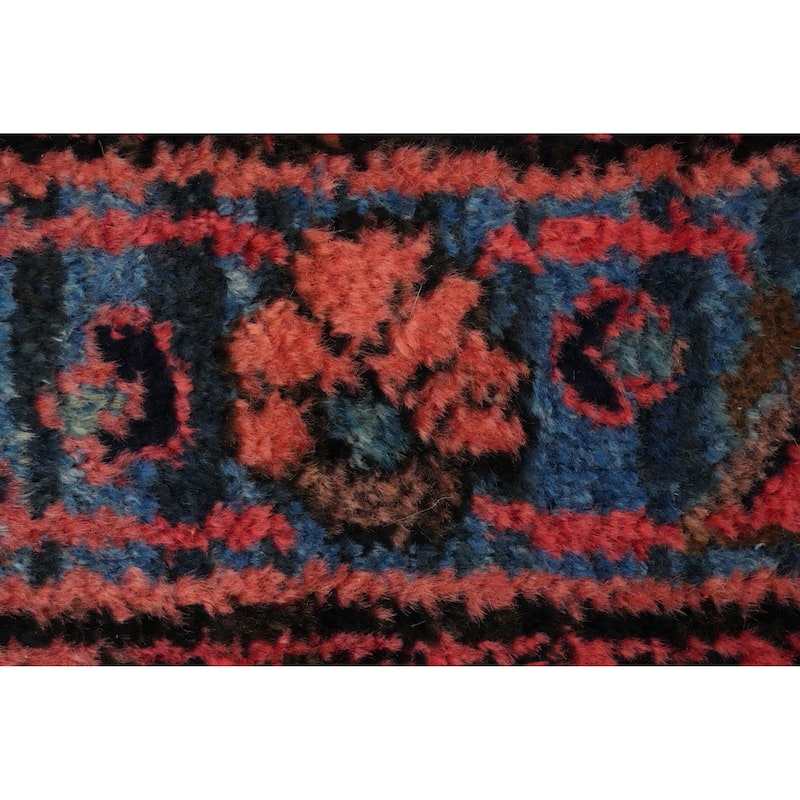 Hand Knotted Oriental 100% Wool Carpet Traditional Floral Navy Blue & Blues Lilian Runner Rug - 12' 2'' X 4' 5''