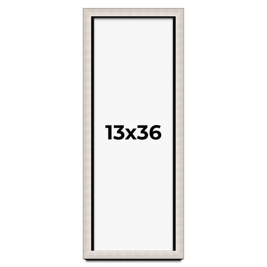 13x36 Shadow Box Frame Silver Real Wood Contemporary Shadowbox Display Frame UV Acrylic Front Acid Free Backing and Hardware
