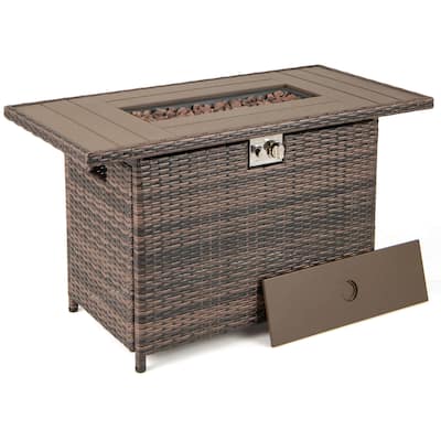 Costway 44.5" Propane Fire Pit Table with Metal Slatted Tabletop & - See Details
