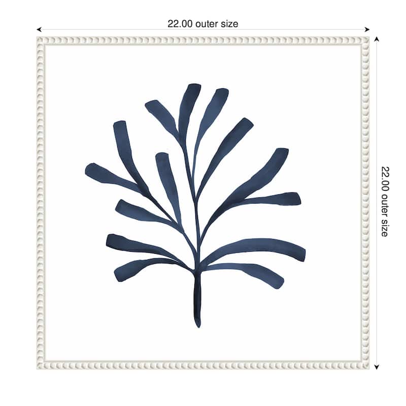 Kate and Laurel Sylvie Coastal Coral Seaweed Botanical 4 Framed Canvas by The Creative Bunch Studio