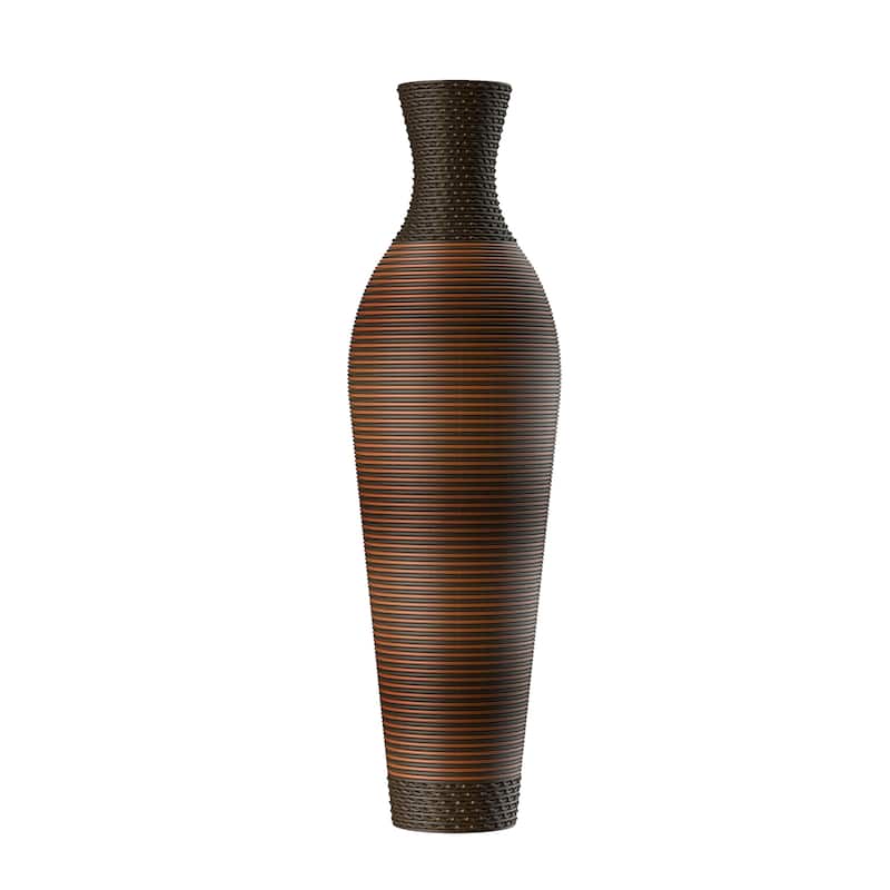 Hand-Woven PVC Rattan Floor Vase