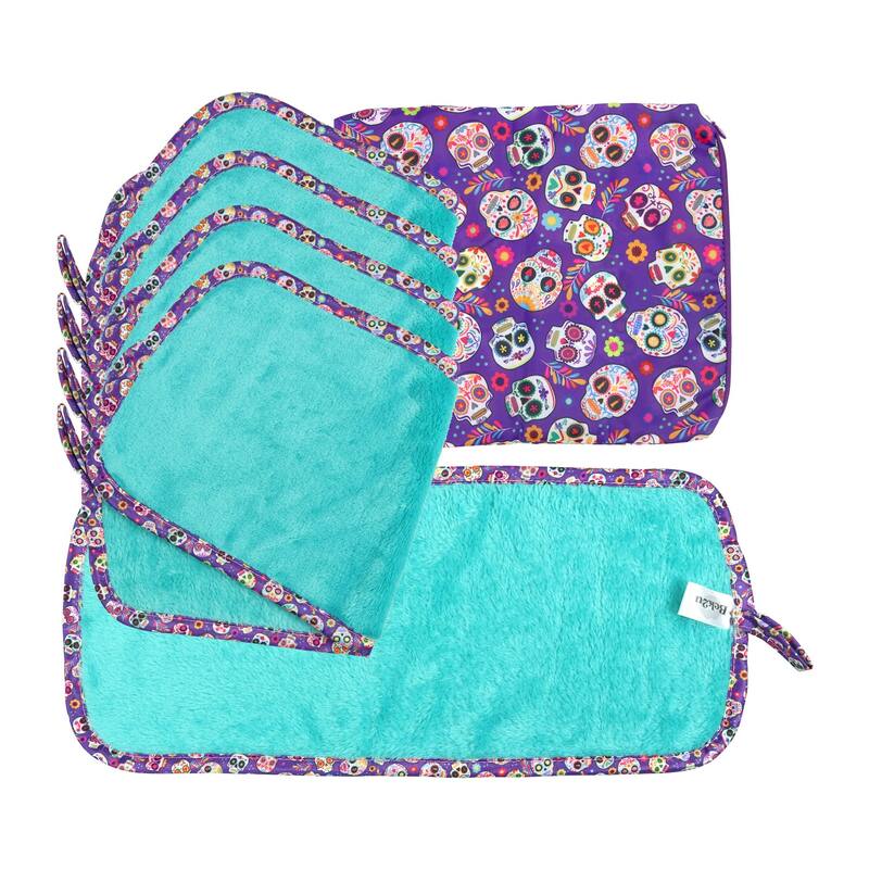 Arkwright Makeup Remover Cloths with Storage Bag - 7.5x15.5 - Skulls