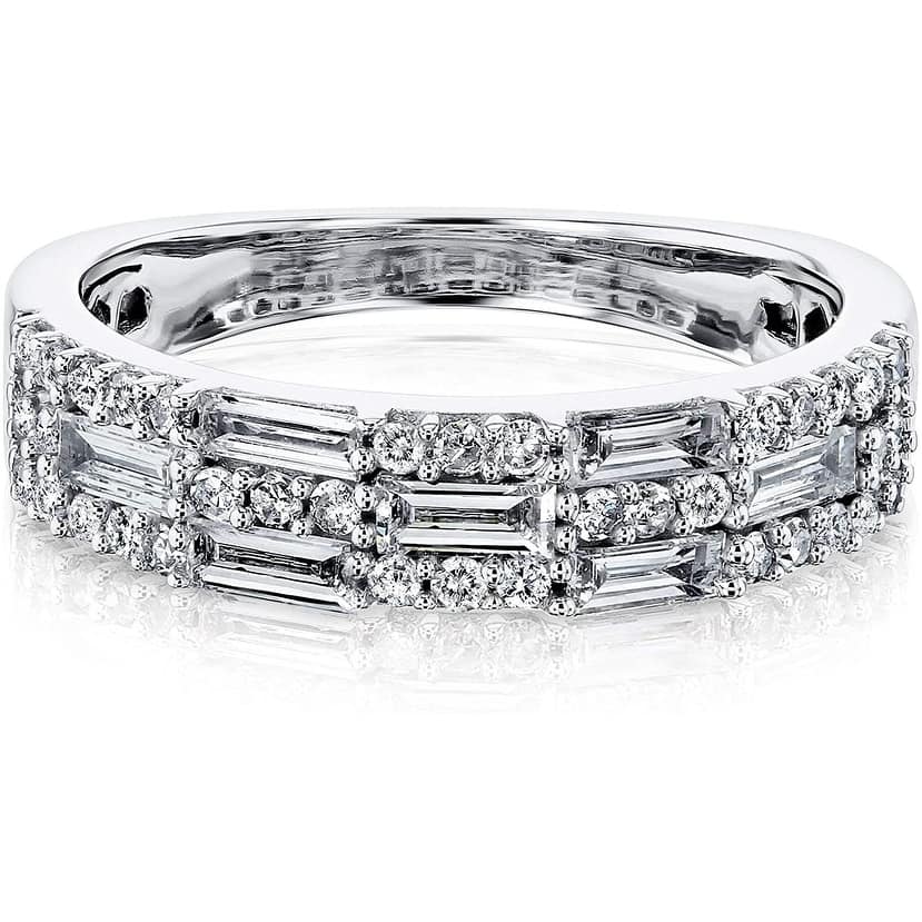 Annello by Kobelli Drusilla 10k White Gold Mixed-cut Diamonds Multi-Row Ring