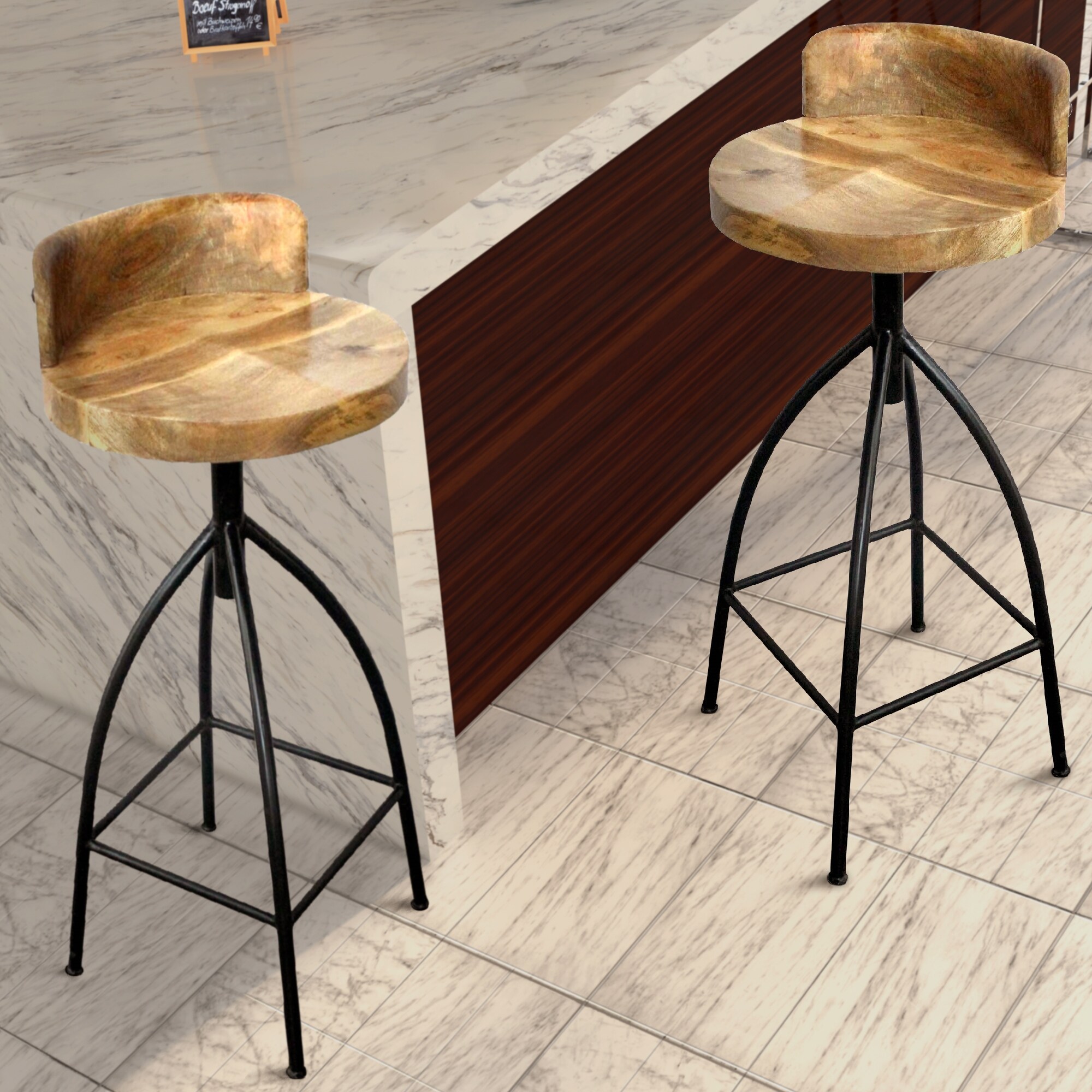 Bar stool with online low backrest