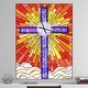 preview thumbnail 3 of 9, Designart 'Holy Cross Stained Glass Style' Oversized Rustic Wall CLock