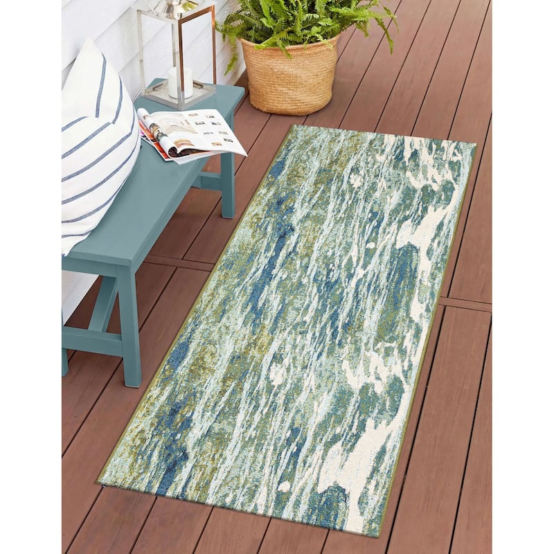 Liora Manne Esencia Caribe Indoor/Outdoor Mat Sea 2' x 2'10" - 1'11" x 4'11" - Sea