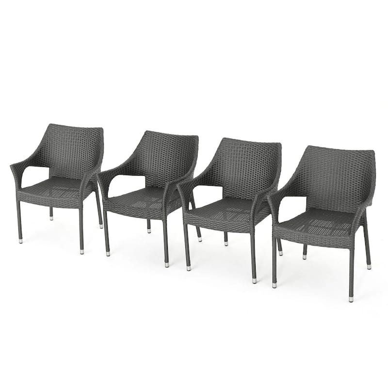 Christopher Knight Home - Set of 4 Mirage Modern Outdoor PE Wicker Stacking Armchair