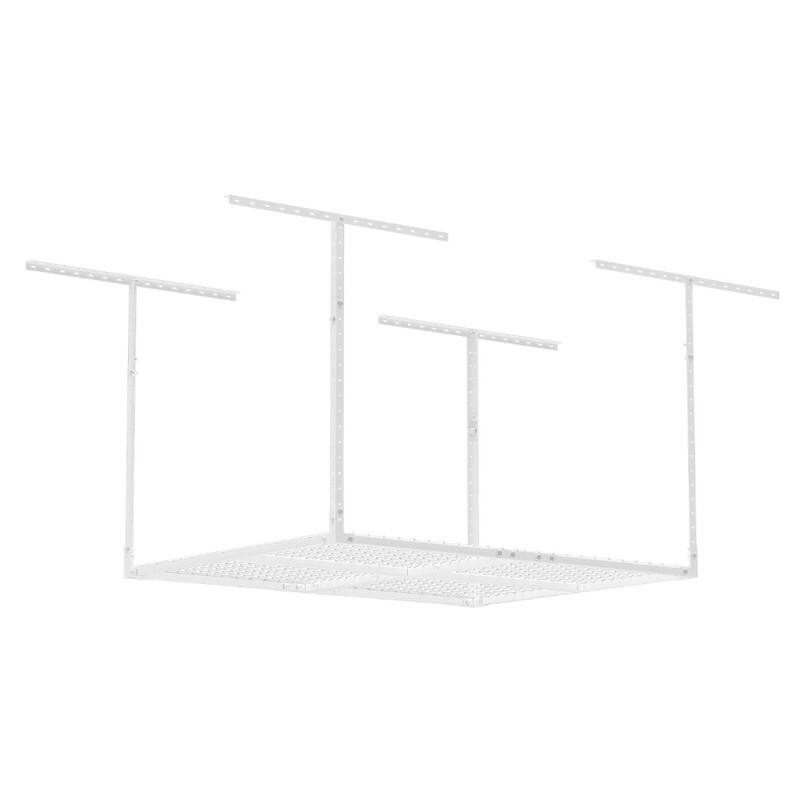 Overhead Garage Storage Rack, Heavy Duty Adjustable Ceiling Mounted Storage Racks, 750LBS Weight Capacity, Black - 4ft x 4ft - White