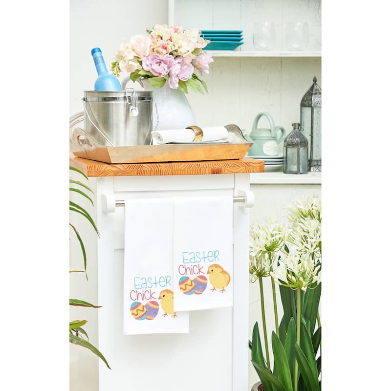 Easter chick Flour Sack Embroidered Cotton Kitchen Towel