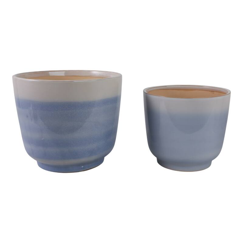 Ceramic Stone Planter Pots with Drainage Holes and Glossy Glazed Finish