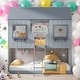 preview thumbnail 2 of 11, Twin Over Twin Bunk Bed Wood Bed With Roof,Window,Guardrail And Ladder,Solid Construction for Kids