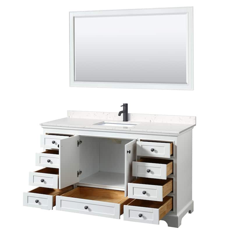 Deborah 60-inch Single Vanity, Cultured Marble Top, 58-inch Mirror