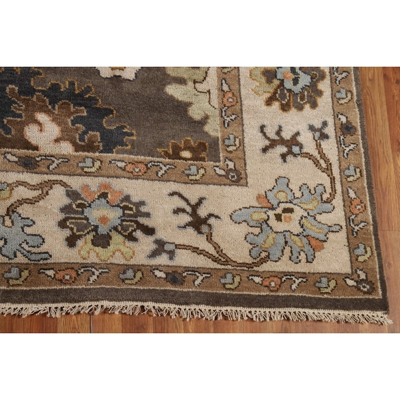 Brown Oushak Oriental Area Rug Handmade Wool Carpet - 8'9"x 11'9"
