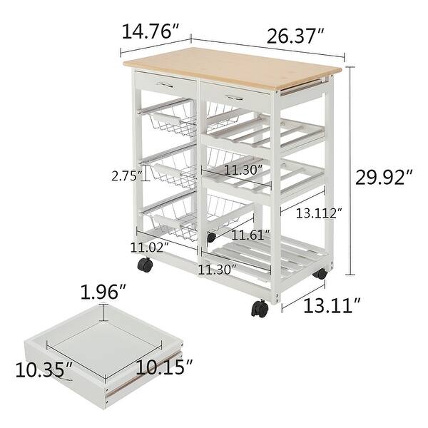 Home Styles Carrello Da Cucina Utility In Stile Naturale Con Piano In Acciaio Inox, Cassetti E Ripiano Regolabile