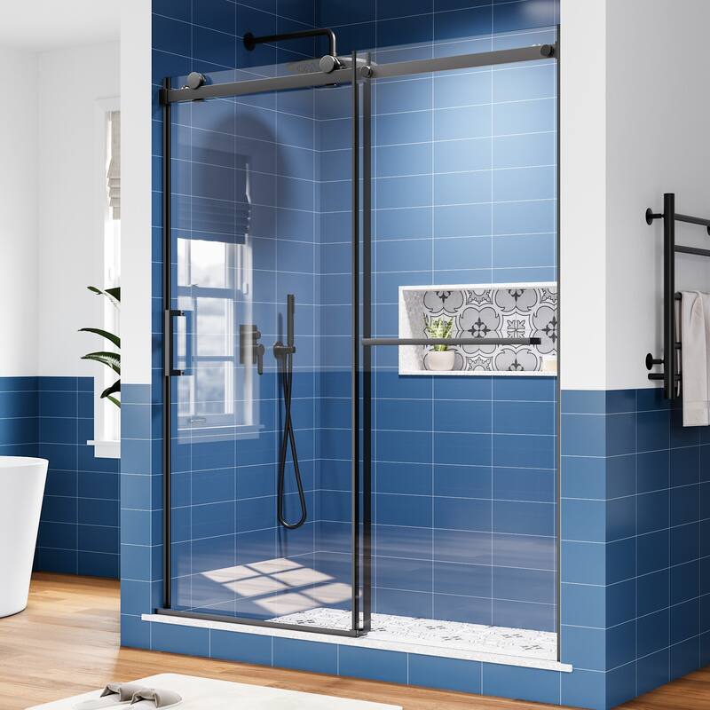 60 in. W x 72 in. H Sliding Semi-Frameless Shower Door with Tempered Glass - 60" x 72"