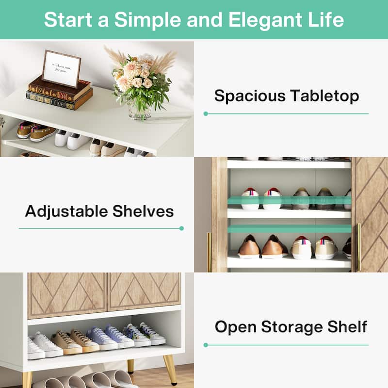6-Tier 24 Pairs Shoe Storage Cabinet with Doors
