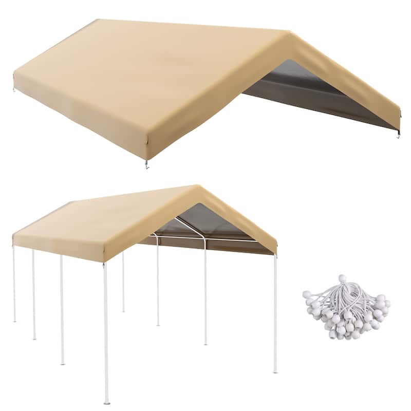 Outsunny 10' x 20' Carport Replacement Top Canopy Cover, Waterproof and UV Protected Garage Car Port Cover