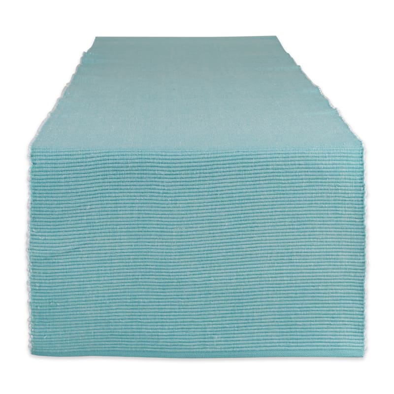 13"x108" Aqua Blue White Home Essentials 2-Tone Ribbed Table Runner