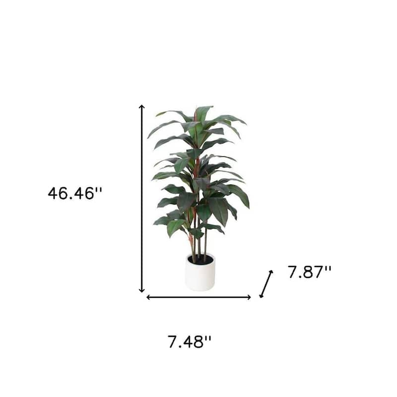 HomeRoots 47" Green Artificial Dracaena Tree in a White Pot - 7.48 in. x 47.24 in. x 7.87 in.