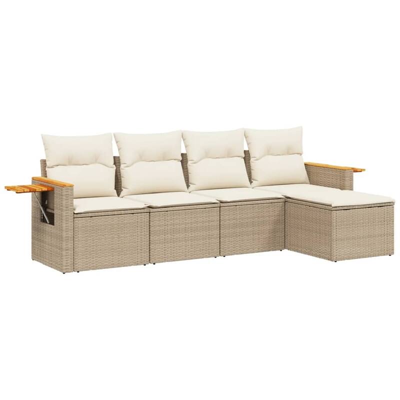 vidaXL Patio Sofa Set with Cushions Outdoor Conversation Furniture Poly Rattan