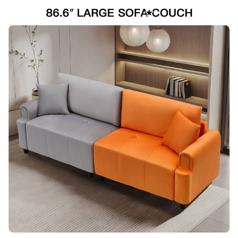 Pocassy 87" Sectional Sofa Modular Deep Seat Sofa Couch