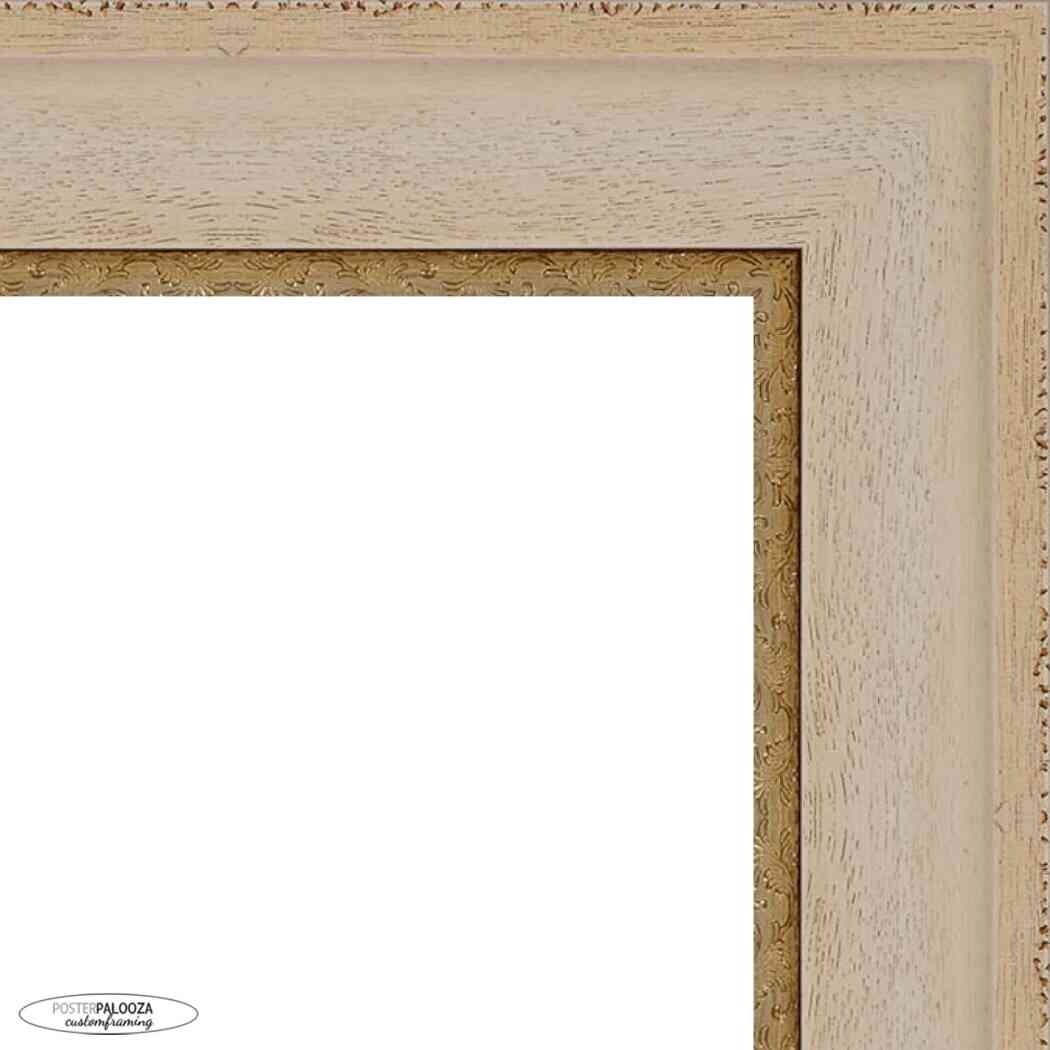 10x20 Traditional White Washed Complete Wood Picture Frame with UV