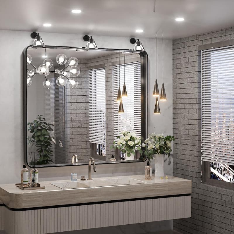 TokeShimi Modern Metal Frame Bathroom Vanity Wall Mirror