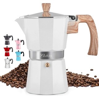 Zulay Classic Stovetop Espresso Maker 5.5 Espresso Cup Pot - White ...