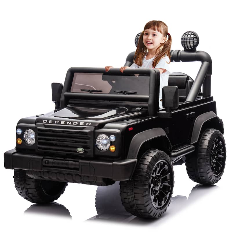 Kids Ride-On Car with Remote Control, Black Off-Road Toy Car Battery Powered Electric Vehicle with LED Lights
