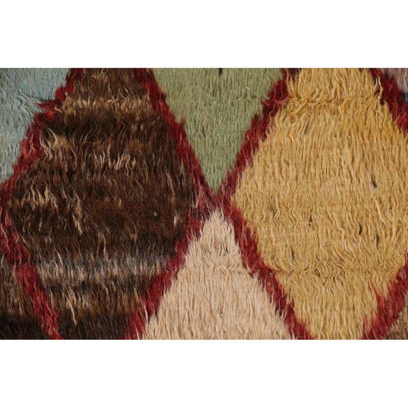 Hand Knotted Oriental 100% Wool Carpet Tribal Trellis Brown Moroccan Area Rug - 9' 4'' X 6' 11''