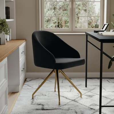 Martha Stewart Upholstered Stationary Swivel Home Office Chair