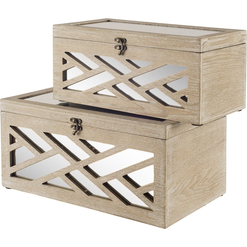 HomeRoots 16" Off White Solid Wood Desk Organizer - 16" W x 10" D x 7" H