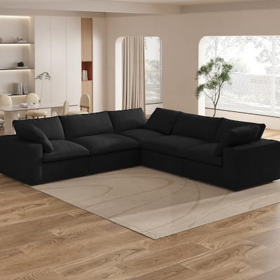 Large Down Filled Corner Sectional Sofa Couch with Ottoman for Living Room Set