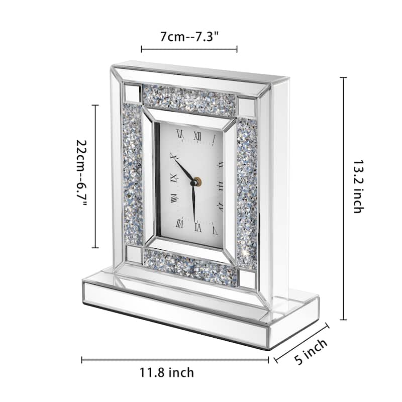 Mirrored Crushed Diamond Table Clock