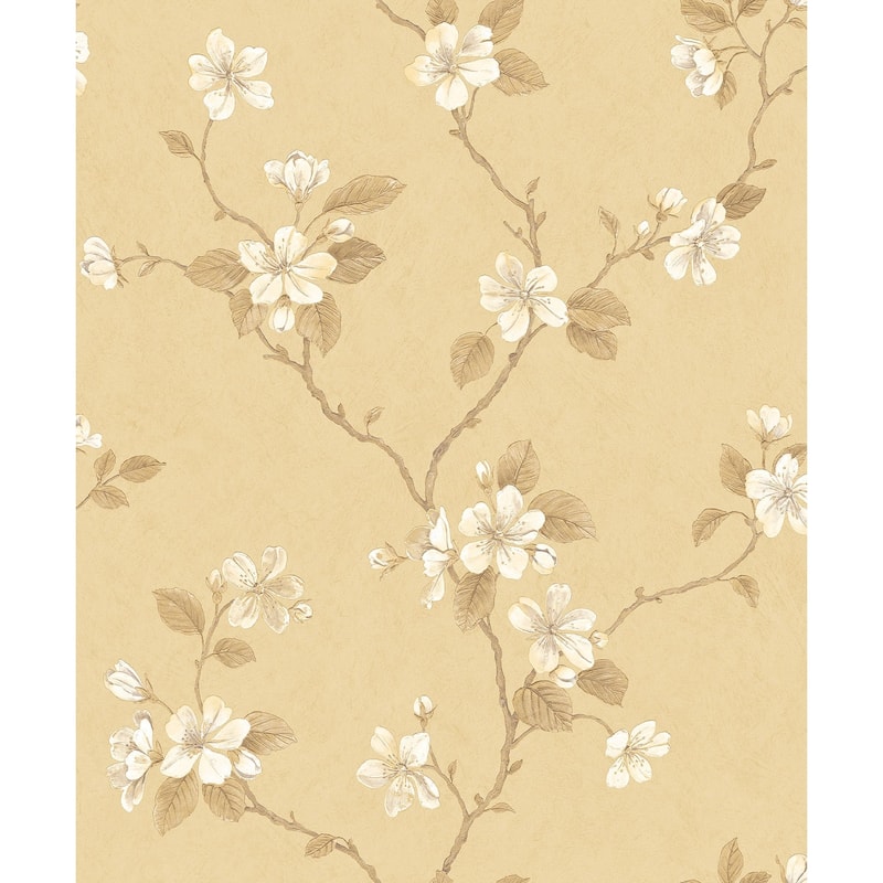 Galerie Wallcoverings Palazzo 2 Collection Dogwood Floral Vine Vinyl on Non-woven Matte Wallpaper Roll