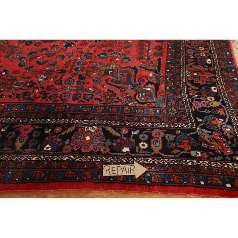 Hand Knotted Oriental 100% Wool Carpet Traditional All-Over Red Bibikabad Area Rug - 16' 7'' X 11' 7''