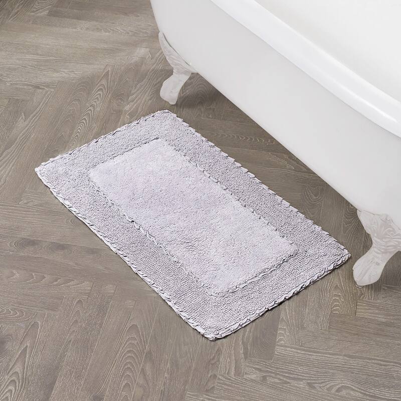 Laura Ashley Ruffle Border Pure Cotton Bath Rugs - 20" x 34" - Lavendar