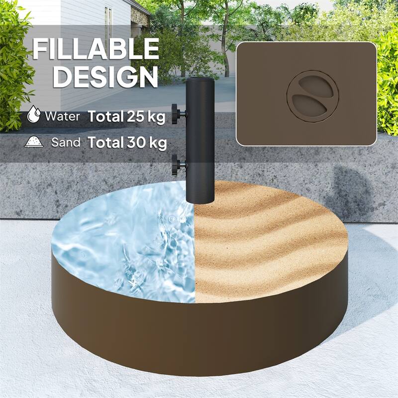 Heavy Duty Outdoor Garden Umbrella Base Adjustable Parasol Stand for Patio Poolside HDPE Plastic Sand or Water Fill