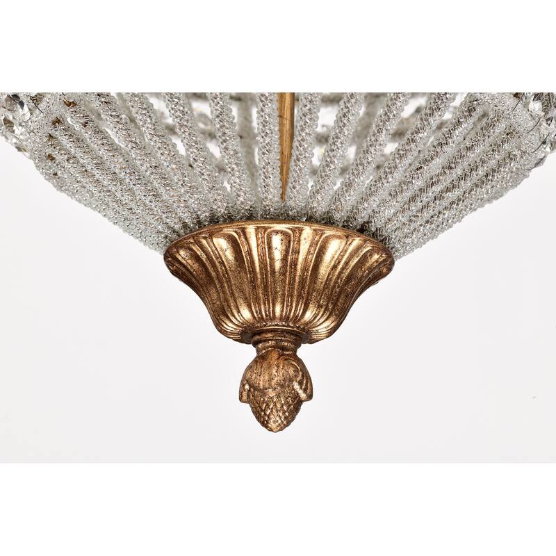 Antiqued 4-Light Glam Chandelier with Crystal Beaded for Living Room
