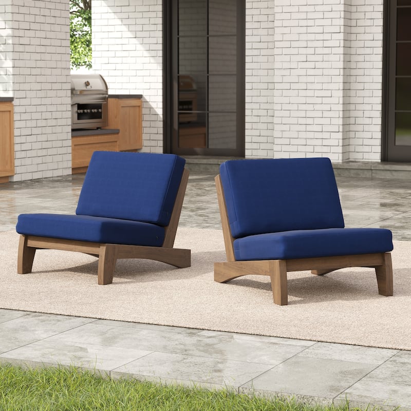 Outdoor Acacia Club Chair Set Loveseate with Weather-Resistant Cushions