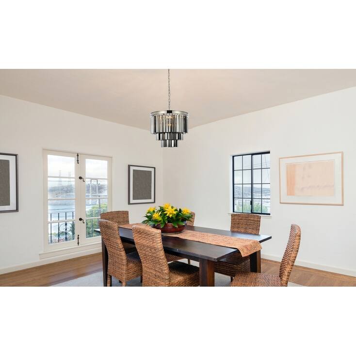 Royce Edge 9-Light Polished Nickel Chandelier