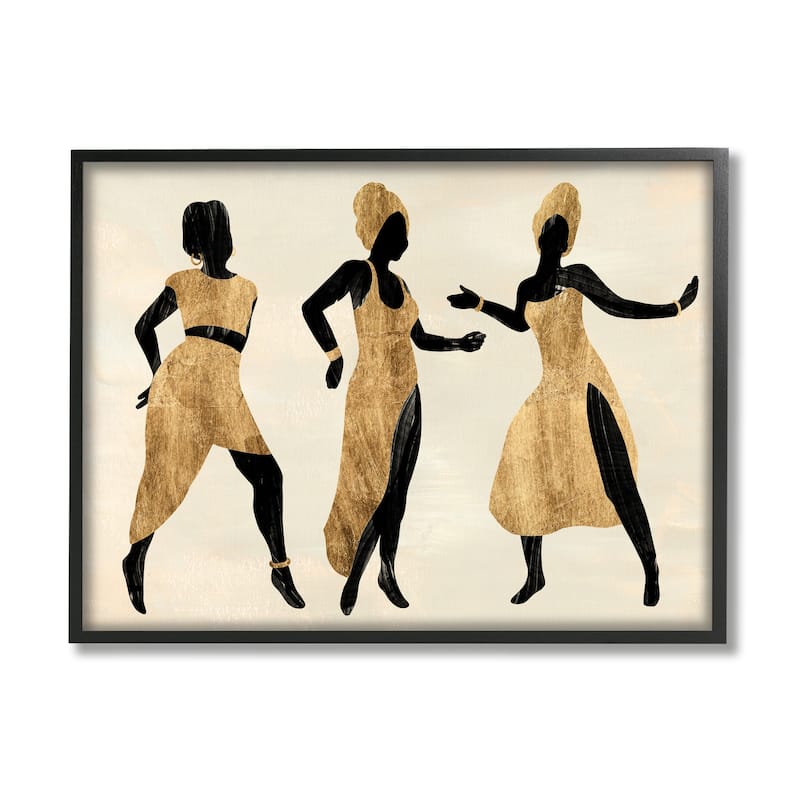 Stupell Powerful Women Dancing African Glam Fashion Black Beige Framed Wall Art - 24 x 30 - Black