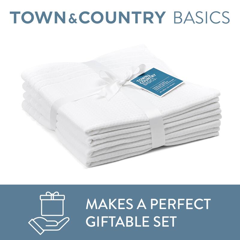 TOWN & COUNTRY BASICS 4-Piece Waffle Woven Terry Stripe Hand Towel Set, - 20"x30"