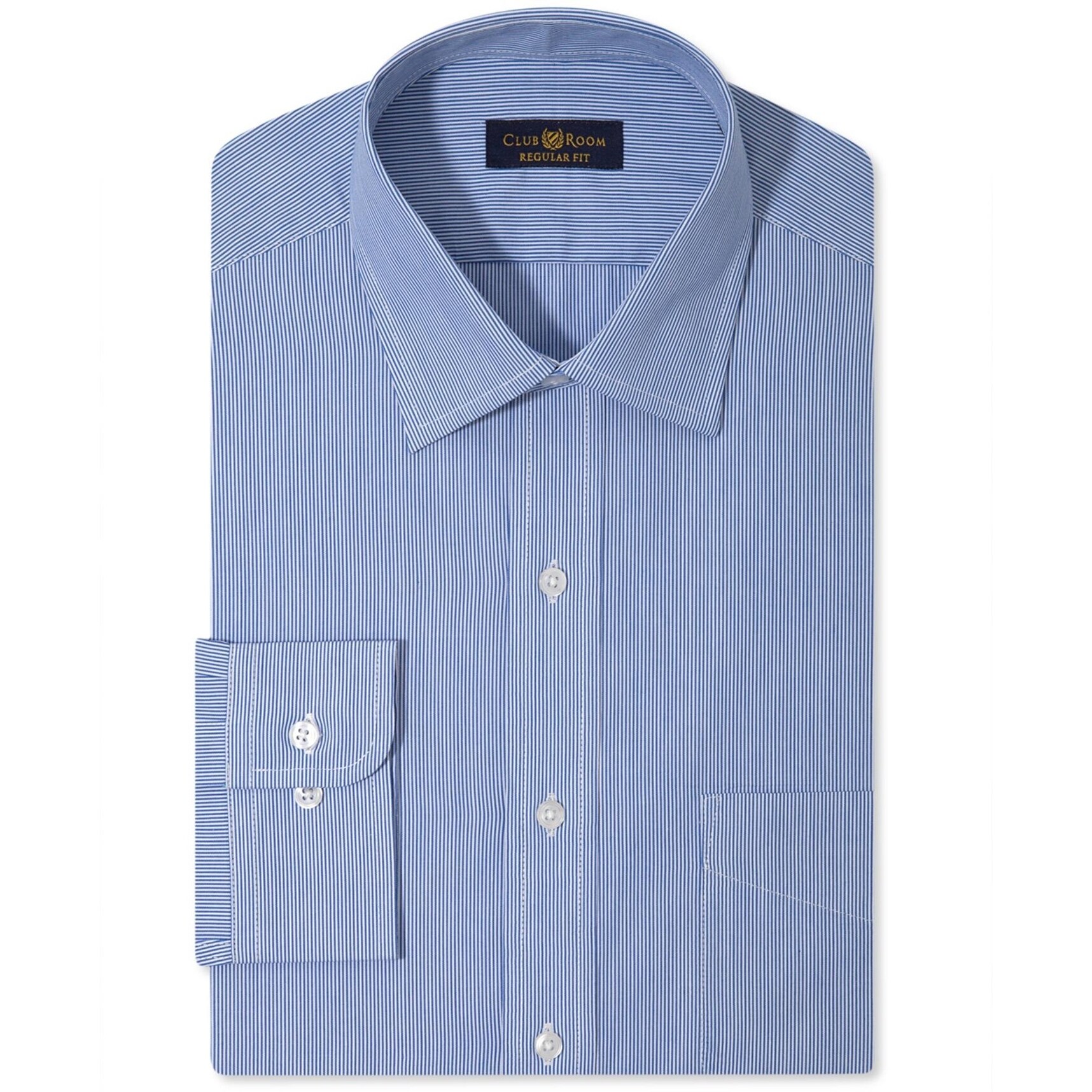 Club Room Mens Wrinkle Resistant Button Up Dress Shirt, Blue, 15