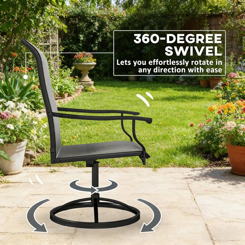 GDFStudio - Nathan Outdoor Dining Swivel Chairs Crafted for Elevated Comfort and Easy Movement