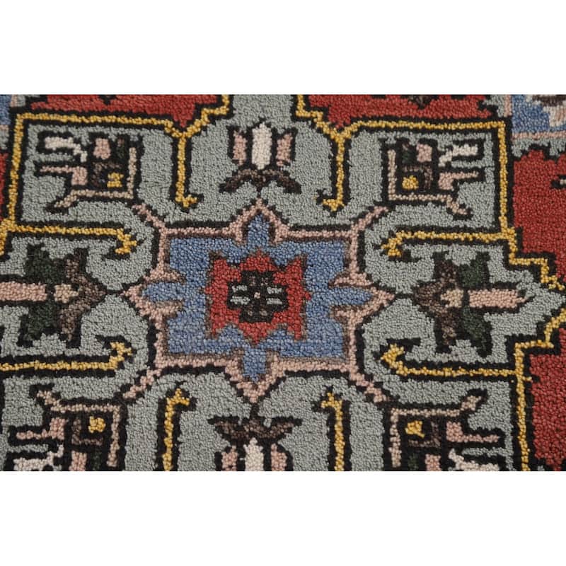Geometric Heriz Serapi Indian Rug Hand-Knotted Wool Carpet - 4'0"x 6'0"