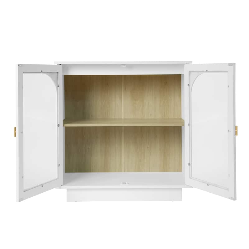 Roomfitters Storage Cabinet with Acrylic Glass Doors, Modern Display Organizer for Living Room