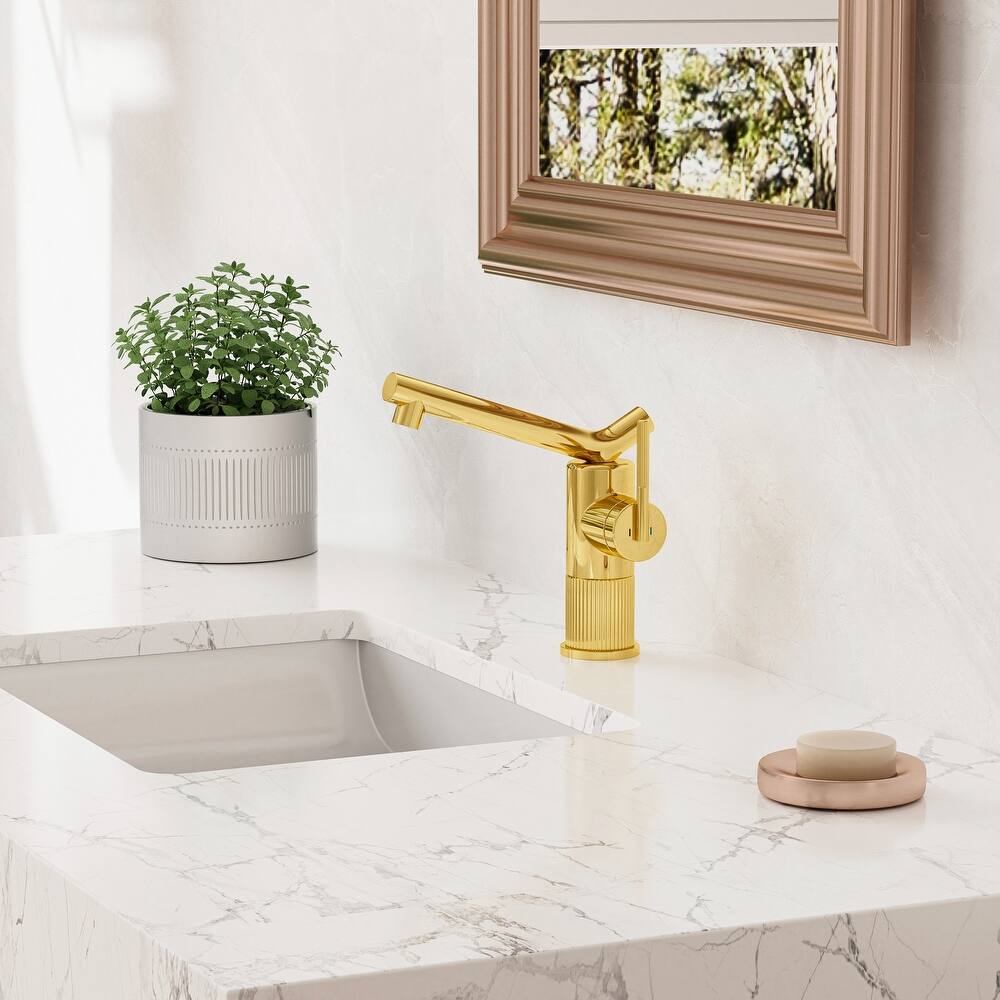 Modland Single Hole Bathroom Faucet, Swivel Spout NSF/CUPC Certified, 200K Leak-Proof & Salt Spray 10, Chrome / Gold / Black